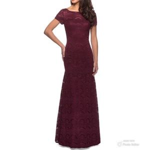 La Femme 26875 Garnet Lace Mermaid Dress